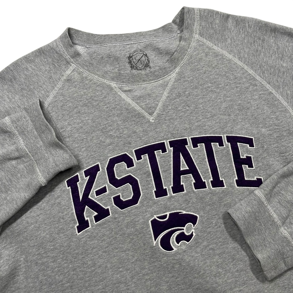 K-State Wildcats Sweatshirt Men's XL Gray Raglan Sleeve NCAA Athletic
